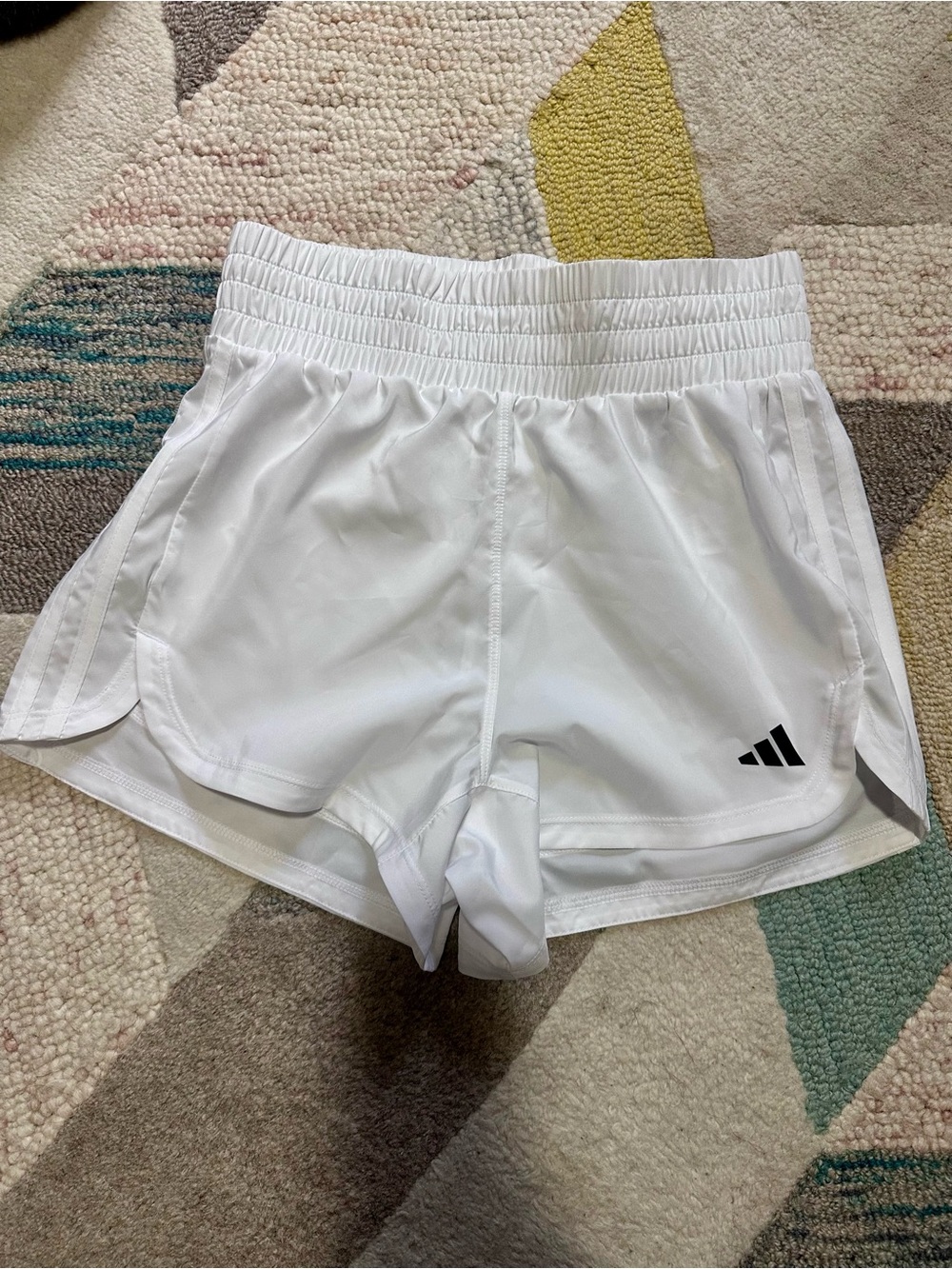 adidas White Women's Athletic Shorts with Elastic Waistband